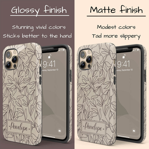 Boho Line Art Flowers Custom Name iPhone Case